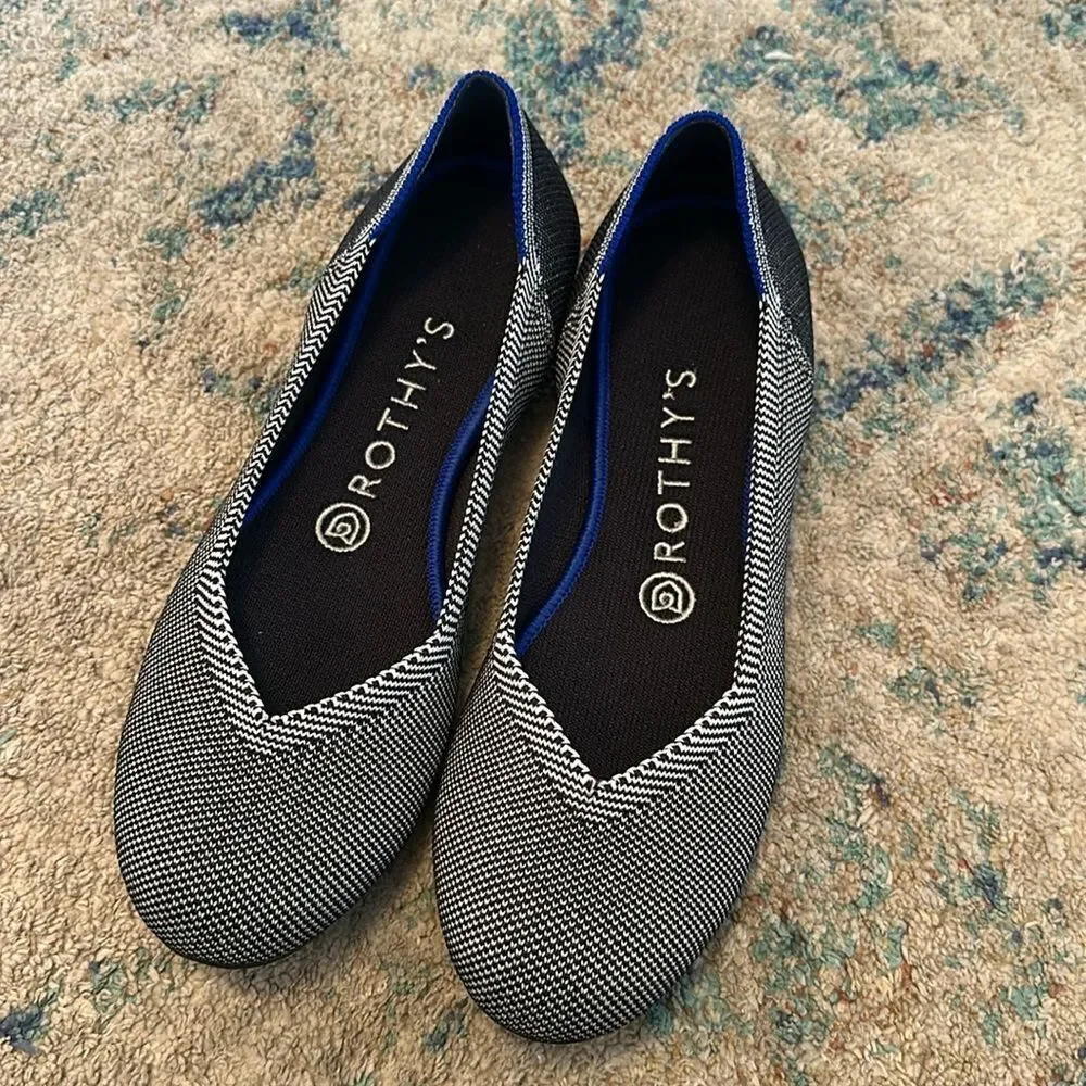 NWOT Rothy’s Birdseye Cloud Gray Round Toe Flats size 7.5